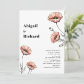  Roze Poppies wilde bloemen bloemenbruiloft Kaart (Staand voorkant)