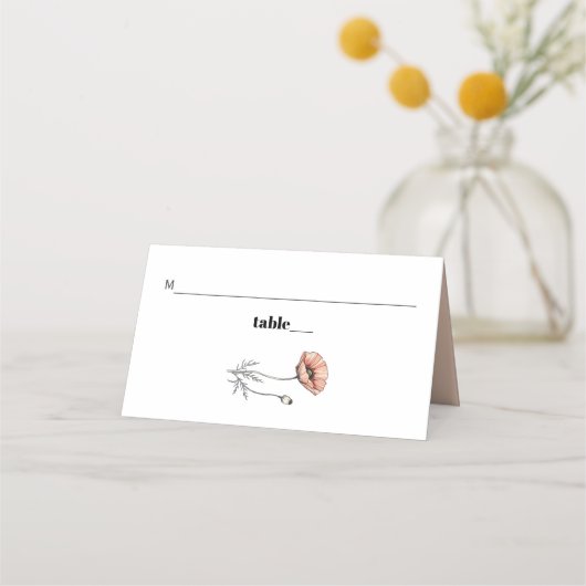 Roze Poppies wilde bloemen bloemenbruiloft Plaatskaartje (Voorkant)