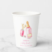 Roze Poppin Champagne Bier Meisje Baby shower Papieren Bekers (Achterkant)