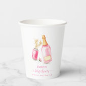 Roze Poppin Champagne Bier Meisje Baby shower Papieren Bekers (Voorkant)