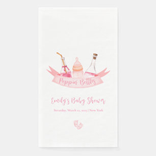 Roze Poppin Champagne Flessen Voeten Baby shower Servet