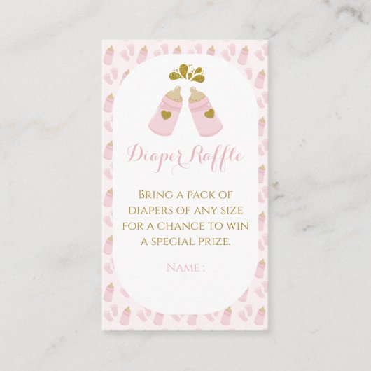 Roze Poppin Flessen Meisje Baby shower Informatiekaartje (Voorkant)