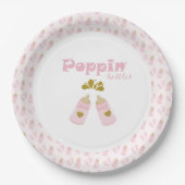Roze Poppin Flessen Meisje Baby shower Papieren Bordje (Voorkant)