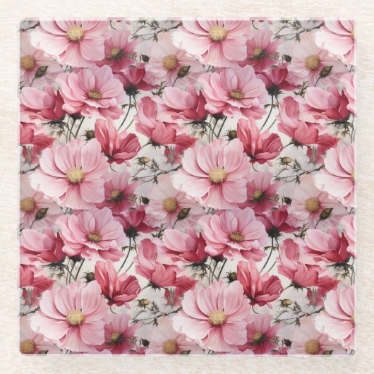 ROZE POPPY ANEMONE FLOWERS GLAZEN ONDERZETTER (Voorkant)