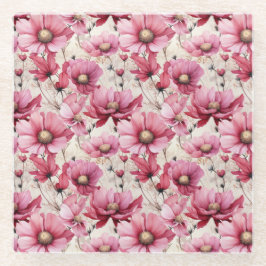  ROZE POPPY ANEMONE FLOWERS GLAZEN ONDERZETTER