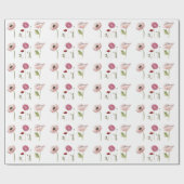 Roze Poppy Bloemen Bloemen Bloemen Patronen in Wit Cadeaupapier (Vlak)