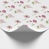 Roze Poppy Bloemen Bloemen Bloemen Patronen in Wit Cadeaupapier (Hoek)