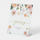 Roze Poppy Bloemen Douche Favorieten Teken Reclamebord Met Voetstuk (Voorkant)