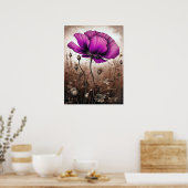 Roze Poppy Bloemen Wildflowers Blossom Mooi Poster (Keuken)