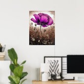 Roze Poppy Bloemen Wildflowers Blossom Mooi Poster (Thuiskantoor)