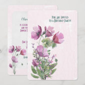 Roze Poppy boeket Verjaardagsfeestje Kaart (Voorkant / Achterkant)