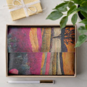 Roze Poppy Boerderij bij zonsondergang, levendige  Tissuepapier (Geschenk)