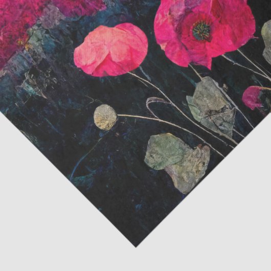 Roze Poppy Boerderij bij zonsondergang, levendige  Tissuepapier (Detail)