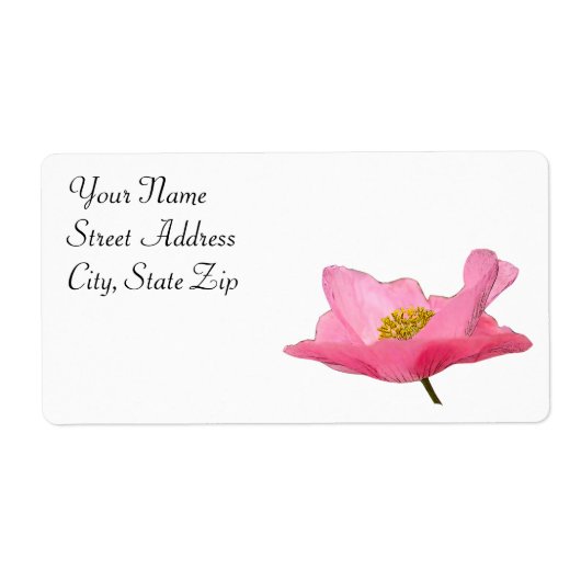 Roze Poppy Corner Etiket (Voorkant)