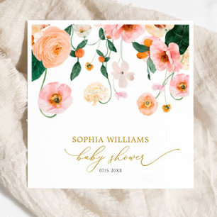 Roze Poppy Floral Baby shower servetten