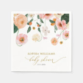 Roze Poppy Floral Baby shower servetten (Voorkant)