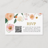 Roze Poppy Floral bruiloft QR RSVP Informatiekaartje (Voorkant)