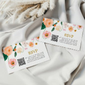 Roze Poppy Floral bruiloft QR RSVP Informatiekaartje