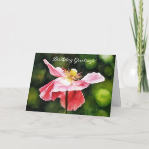 Roze Poppy Flower Art Verjaardag Kaart