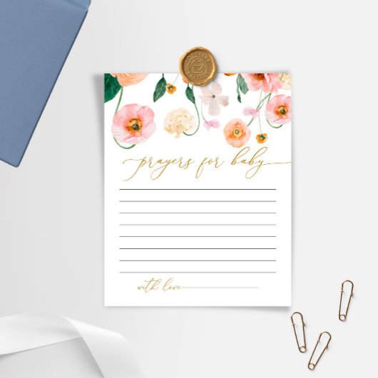 Roze Poppy Flowers Baby shower Gebed Kaart