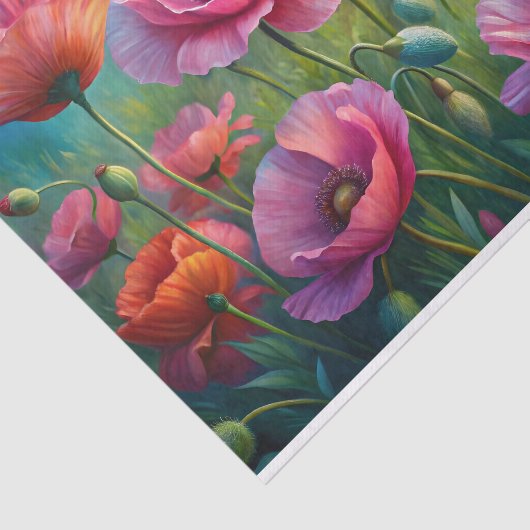 Roze Poppy Garden Bloemen Decoupage Tissuepapier (Detail)