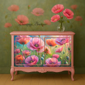 Roze Poppy Garden Bloemen Decoupage Tissuepapier