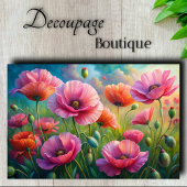 Roze Poppy Garden Bloemen Decoupage Tissuepapier