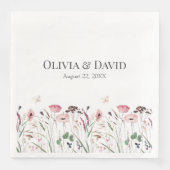 Roze Poppy Meadow Bruiloft Servetten (Voorkant)