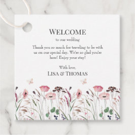 Roze Poppy Meadow Bruiloft Welkomstgeschenk Label