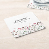 Roze Poppy Meadow Vrijgezellenfeest Kartonnen Onderzetters (Schuin)