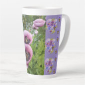 Roze Poppy Pansies Viola Shabby floral Latte Mok (Rechterhoek)