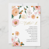 Roze Poppy Trouwtafel nummer 1 Zitkaart Kaart (Achterkant)