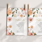 Roze Poppy Trouwtafel nummer 3 Zitkaarten Kaart