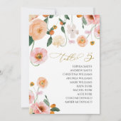 Roze Poppy Trouwtafel nummer 5 Zitkaart Kaart (Achterkant)