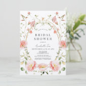 Roze Poppy Vlinder Waterverf Vrijgezellenfeest Kaart (Staand voorkant)