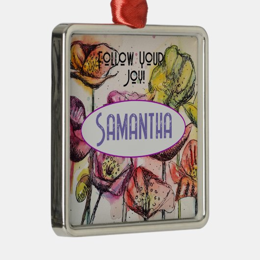 Roze Poppy Waterverf Childs Naam Decoratie (Rechts)