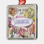 Roze Poppy Waterverf Childs Naam Decoratie (Links)