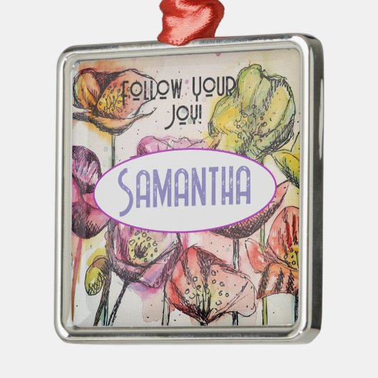 Roze Poppy Waterverf Childs Naam Decoratie (Links)