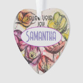 Roze Poppy Waterverf Childs Naam Decoratie (voorkant)