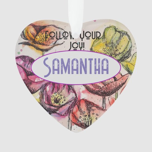 Roze Poppy Waterverf Childs Naam Decoratie (voorkant)