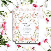 Roze Poppy Wildflower Waterverf Afstuderen Kaart