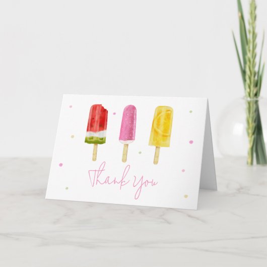 Roze Popsicle Baby shower Bedankkaart (Voorkant)