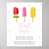 Roze Popsicle Baby shower Late Night Luiers Poster (Voorkant)