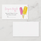 Roze Popsicle Baby shower Luier Raffle Informatiekaartje (Voorkant / Achterkant)