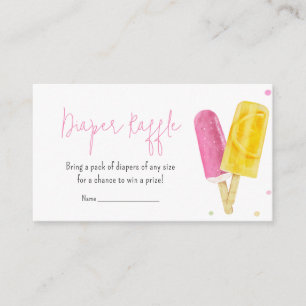 Roze Popsicle Baby shower Luier Raffle Informatiekaartje