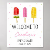 Roze Popsicle Baby shower Welkom Poster (Voorkant)