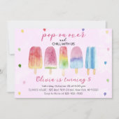 Roze Popsicle Ice Cream Pop op over Girl Birthday Kaart (Voorkant)