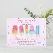 Roze Popsicle Ice Cream Pop op over Girl Birthday Kaart (Staand voorkant)