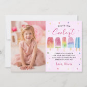 Roze Popsicle Ijsje Meisje Foto Bedankt Kaart (Voorkant)