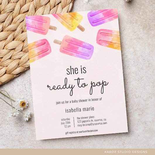 Roze Popsicle Klaar voor Pop Baby shower Kaart